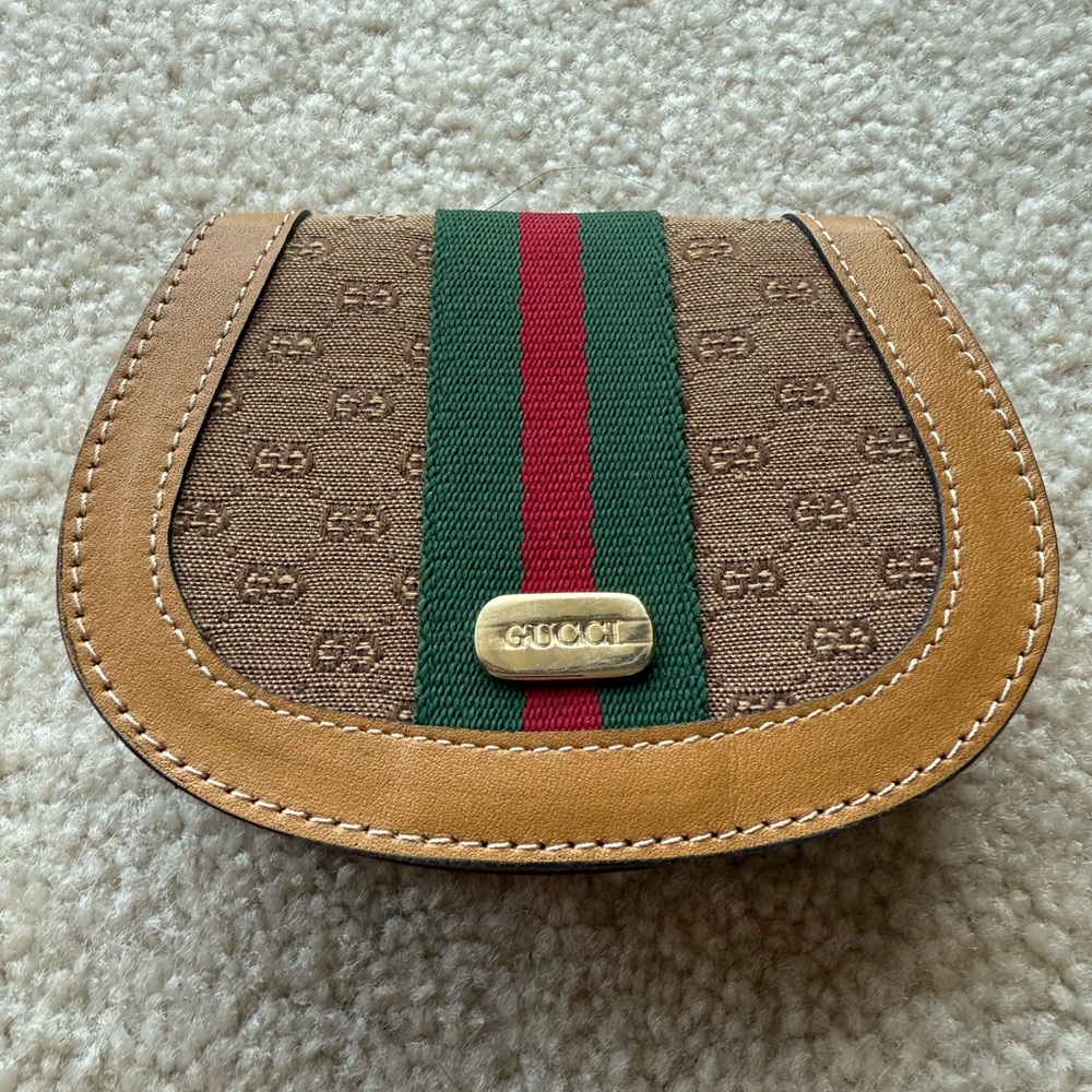 Gucci Tan and Brown Mini Bag with Green and Red Stripe